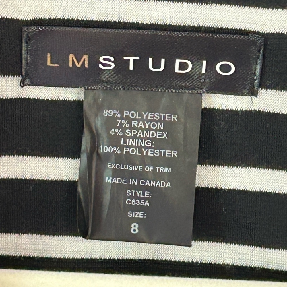 LM Studio Black White lined Striped knit Blazer Jacket Size 8 career Office chic - Picture 7 of 7